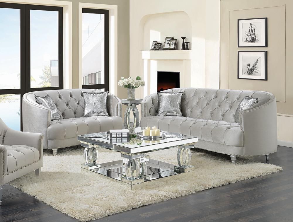 Avonlea 2-piece Tufted Living Room Set Grey Half Price Furniture