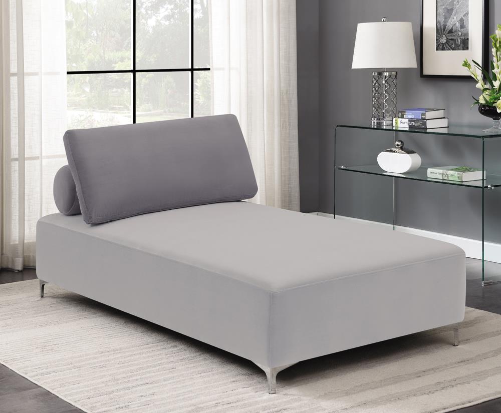 Giovanni Upholstered Accent Chaise with Removable Pillow Grey Giovanni Upholstered Accent Chaise with Removable Pillow Grey Half Price Furniture