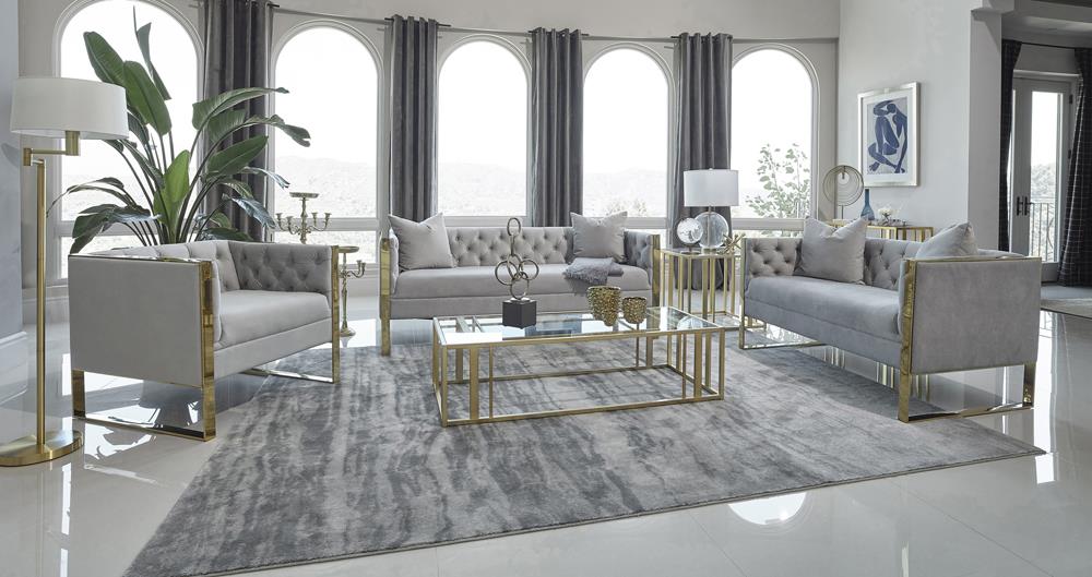 Eastbrook 2-piece Tufted Back Living Room Set Grey  Las Vegas Furniture Stores
