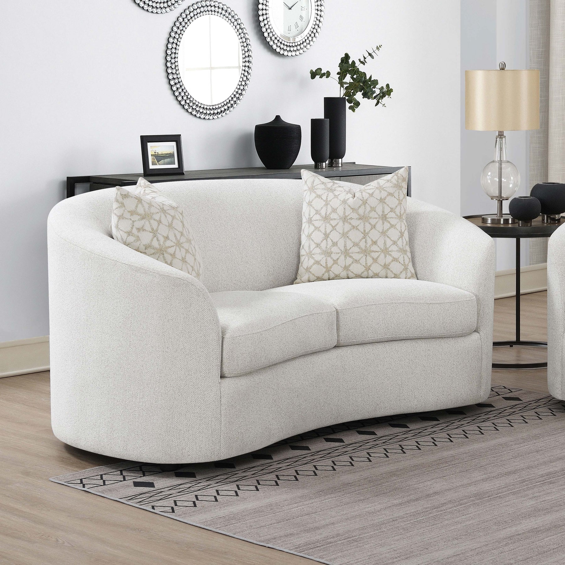 Rainn Upholstered Tight Back Loveseat Latte Half Price Furniture