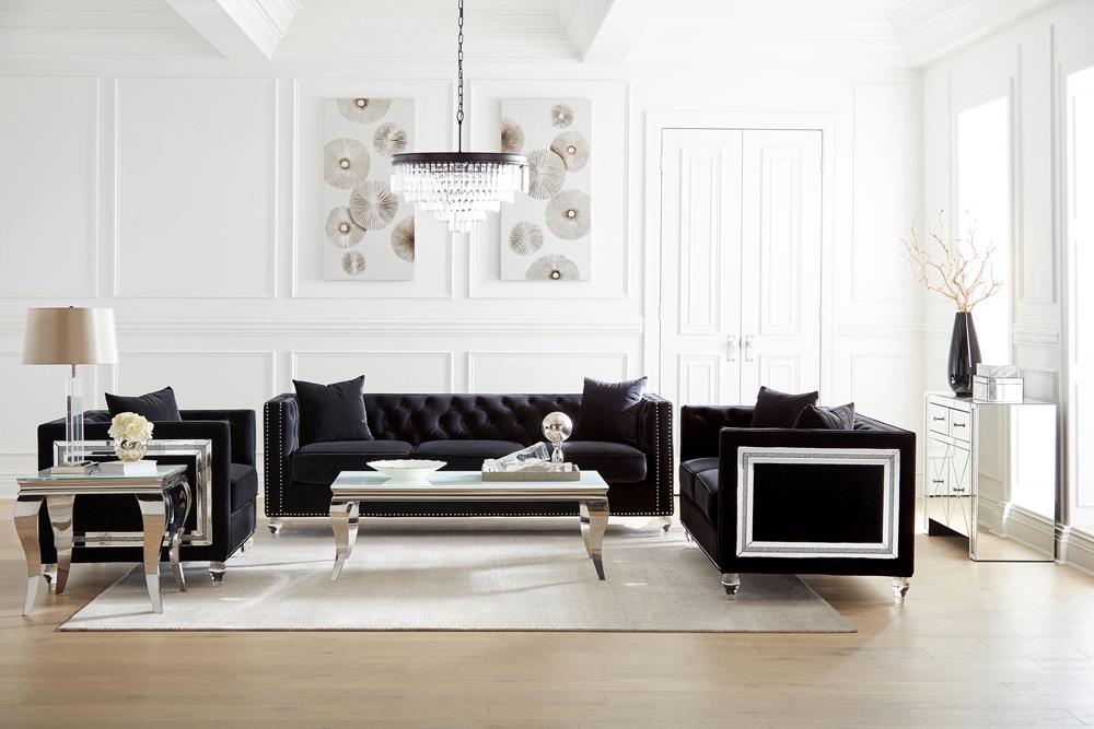 Delilah Upholstered Living Room Set Black  Las Vegas Furniture Stores