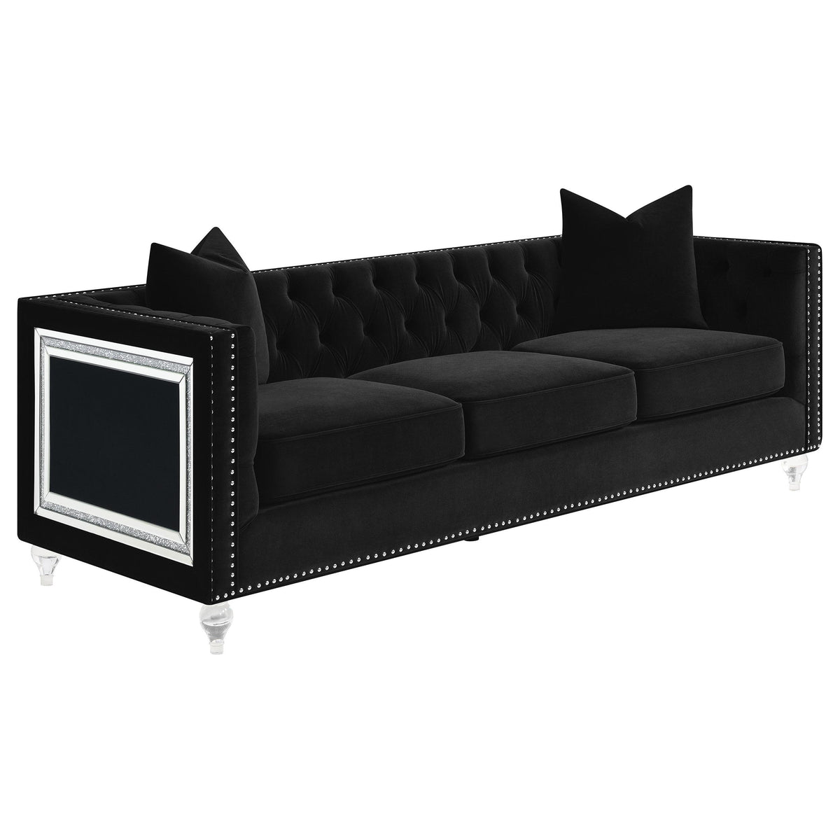 Delilah Upholstered Tufted Tuxedo Arm Sofa Black  Las Vegas Furniture Stores