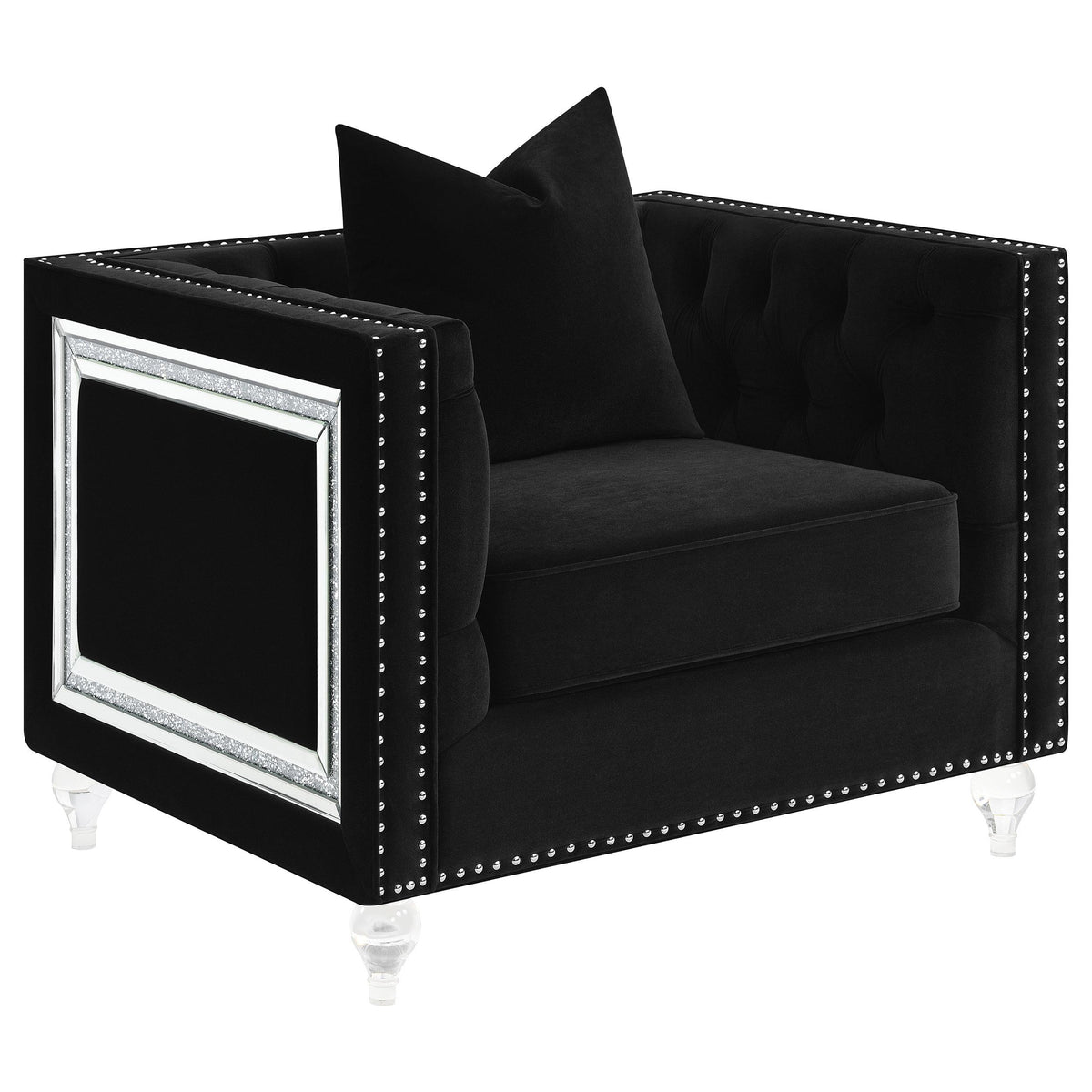 Delilah Upholstered Tufted Tuxedo Arm Chair Black  Las Vegas Furniture Stores