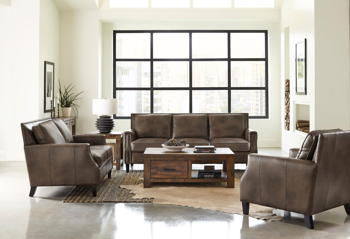 Leaton 3-piece Recessed Arms Living Room Set Brown Sugar  Las Vegas Furniture Stores