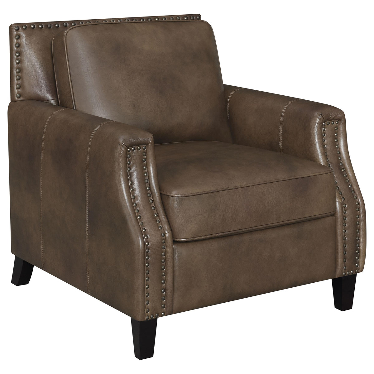 Leaton Upholstered Recessed Arm Chair Brown Sugar  Las Vegas Furniture Stores