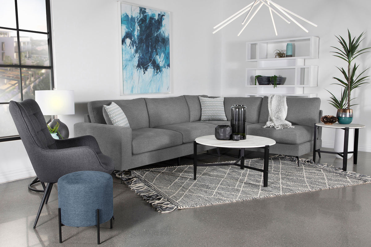 Clint Upholstered Sectional with Loose Back Grey  Las Vegas Furniture Stores