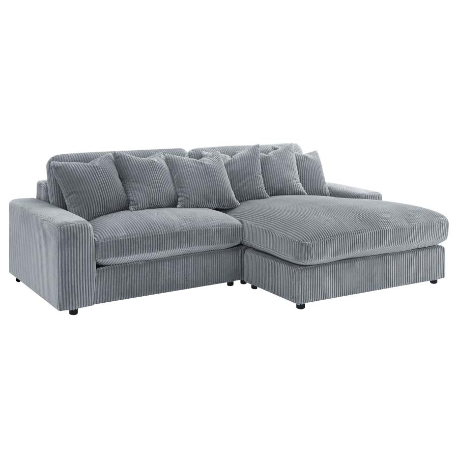 Blaine 2-Piece Corduroy Reversible Chaise Sectional Sofa Fog