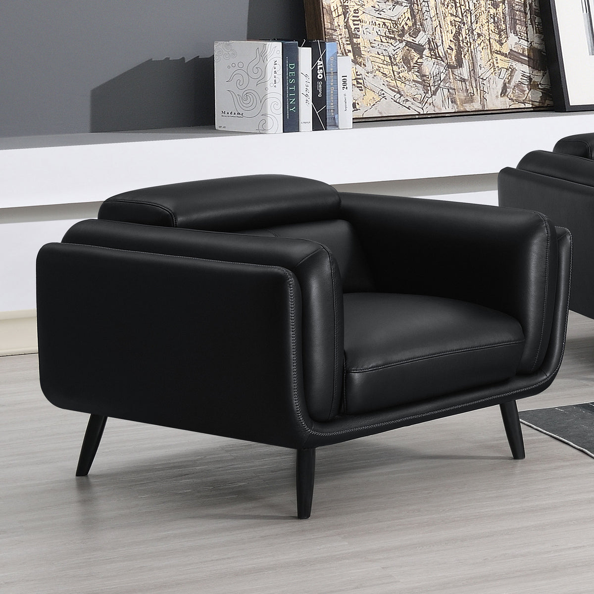 Shania Track Arms Chair with Tapered Legs Black  Las Vegas Furniture Stores