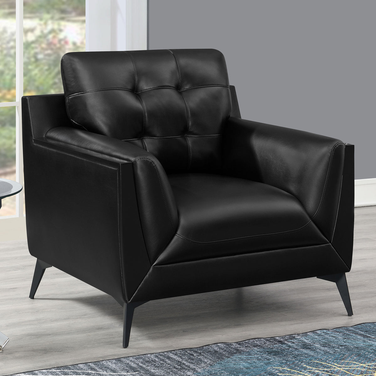Moira Upholstered Tufted Chair with Track Arms Black  Las Vegas Furniture Stores