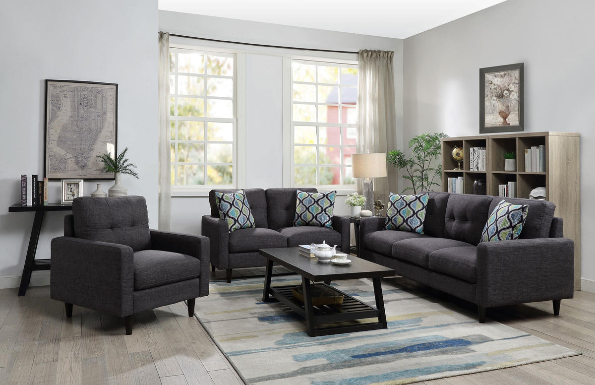 Watsonville 3-piece Cushion Back Living Room Set Grey Half Price Furniture