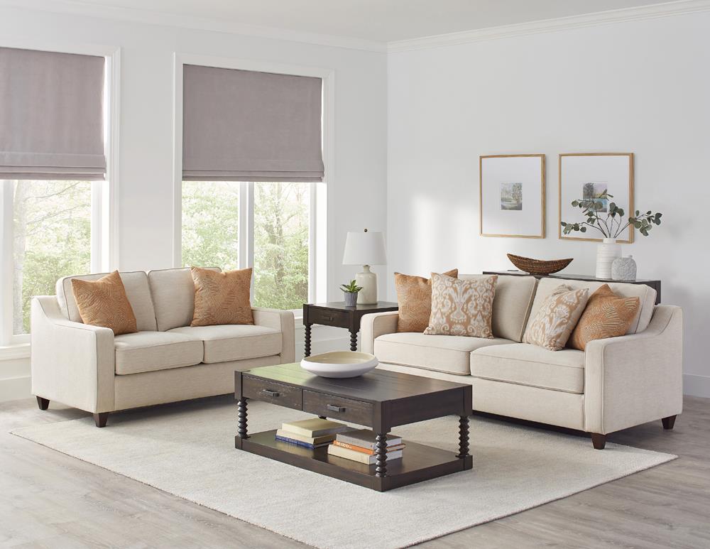 Christine Cushion Back Living Room Set Beige - Living Room Set - Half Price Furniture