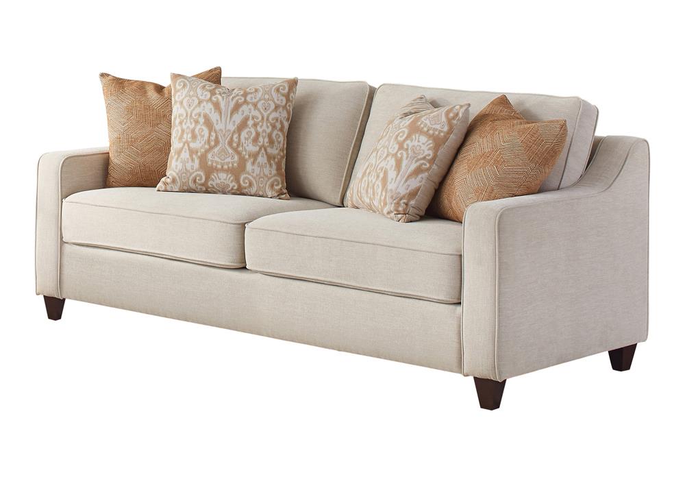 Christine Upholstered Cushion Back Sofa Beige  Las Vegas Furniture Stores