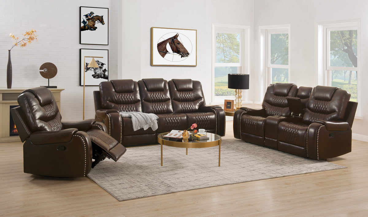 Braylon Brown PU Sofa (Motion) Braylon Brown PU Sofa (Motion) Half Price Furniture