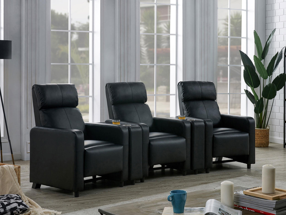 Toohey Upholstered Tufted Recliner Home Theater Set  Las Vegas Furniture Stores