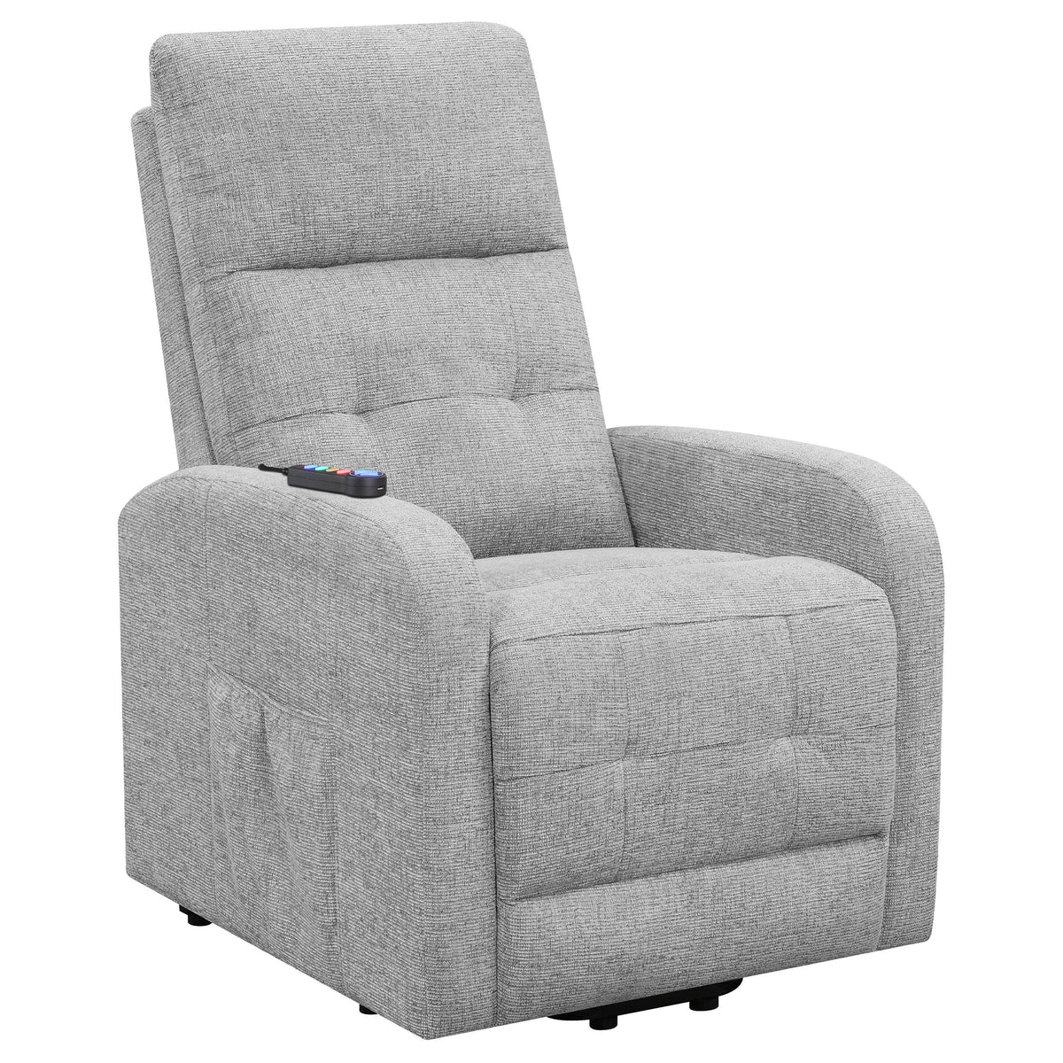 Howie Tufted Upholstered Power Lift Recliner Grey Half Price Furniture