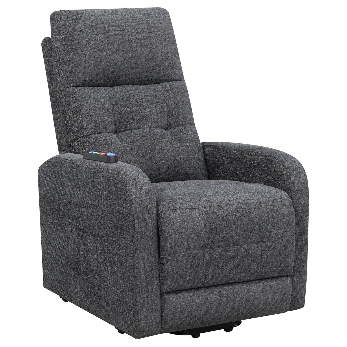 Howie Tufted Upholstered Power Lift Recliner Charcoal Half Price Furniture