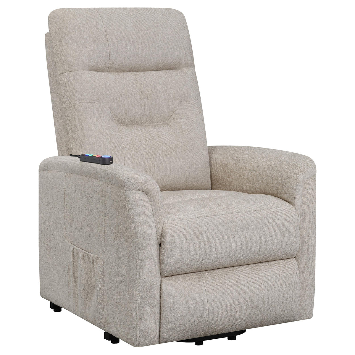 Henrietta Power Lift Recliner with Storage Pocket Beige Half Price Furniture