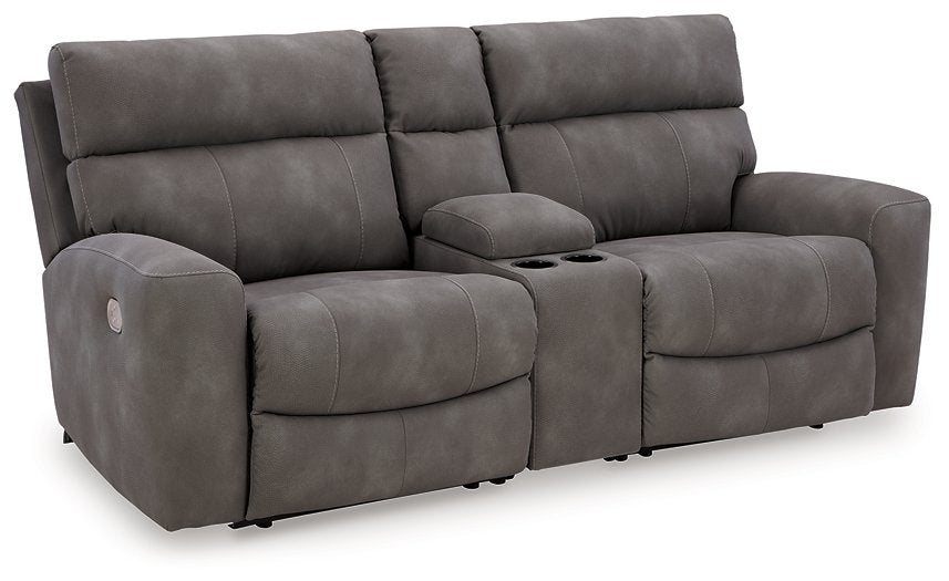 Next-Gen DuraPella Power Reclining Sectional Loveseat with Console Half Price Furniture