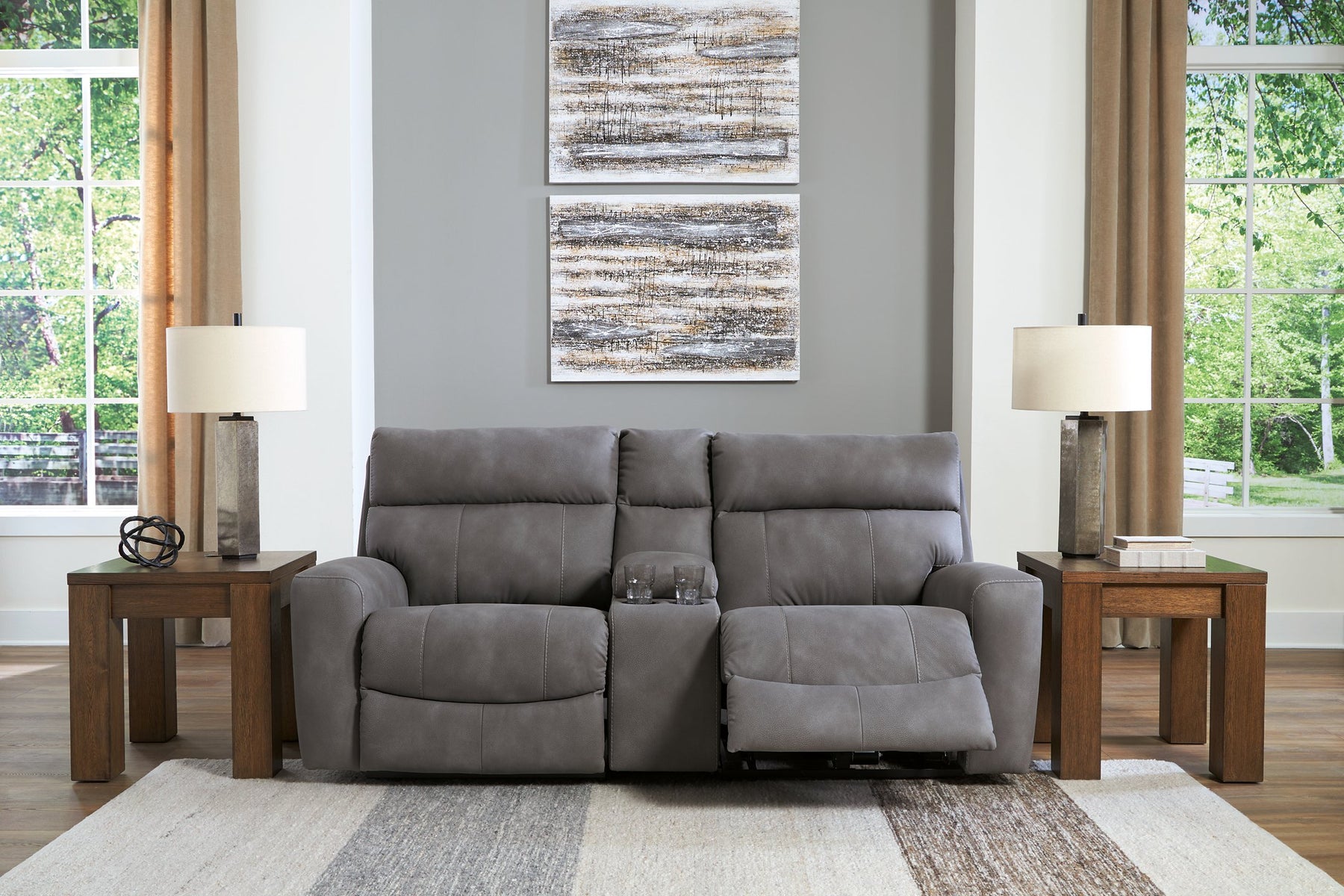 Next-Gen DuraPella Power Reclining Sectional Loveseat with Console - Half Price Furniture
