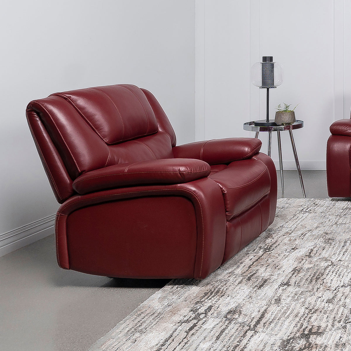Camila Upholstered Glider Recliner Chair Red Faux Leather Half Price Furniture