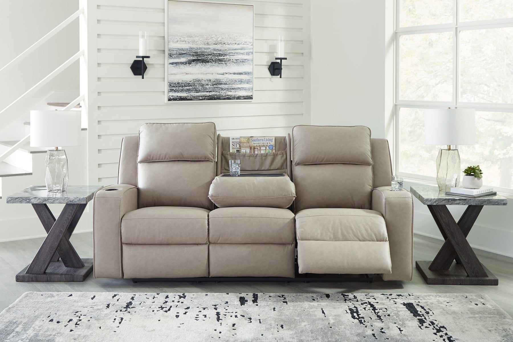 Lavenhorne Reclining Sofa with Drop Down Table - Half Price Furniture