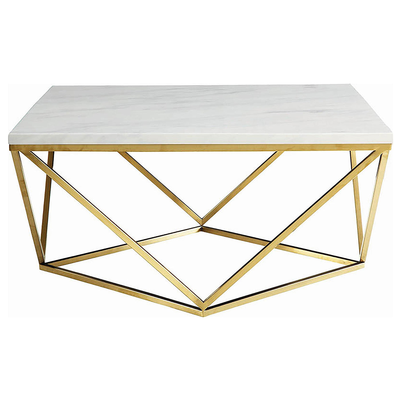 Meryl Square Coffee Table White and Gold Half Price Furniture
