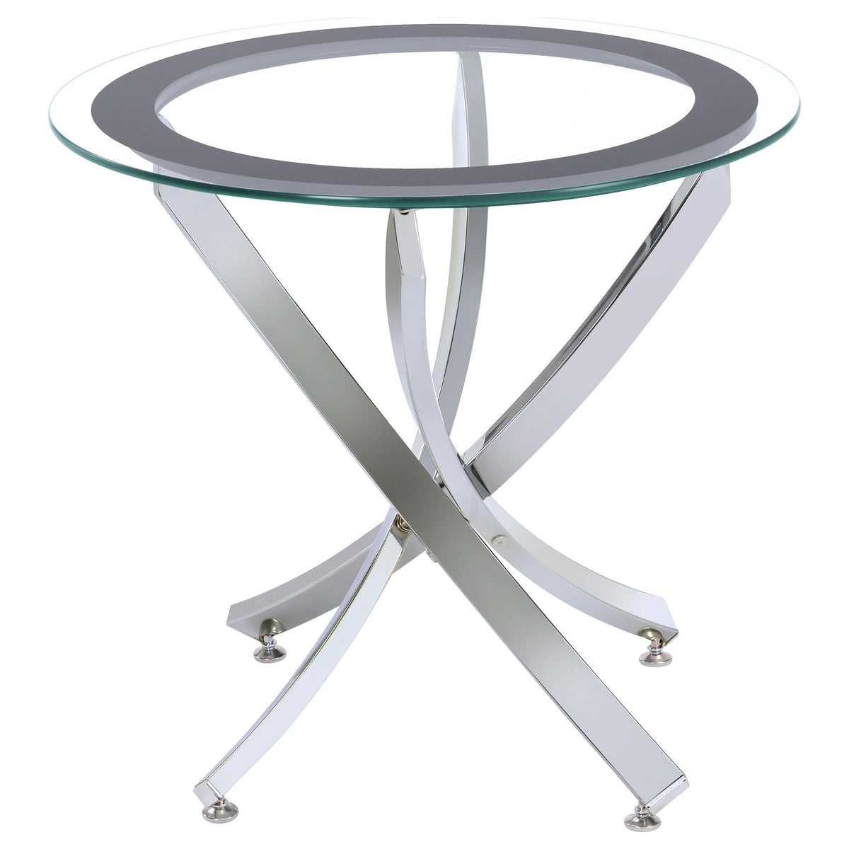 Brooke Glass Top End Table Chrome and Black  Las Vegas Furniture Stores