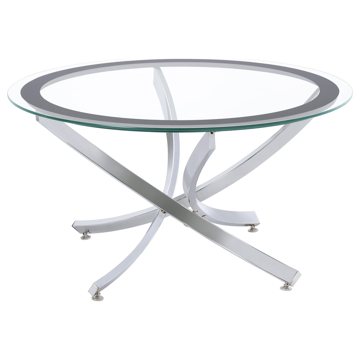 Brooke Glass Top Coffee Table Chrome and Black Half Price Furniture