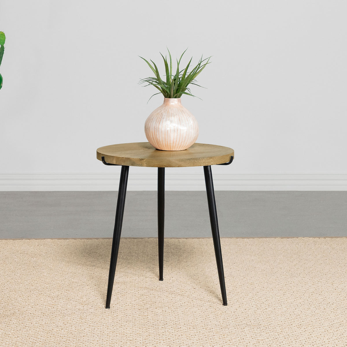 Pilar Round Solid Wood Top End Table Natural and Black Pilar Round Solid Wood Top End Table Natural and Black Half Price Furniture