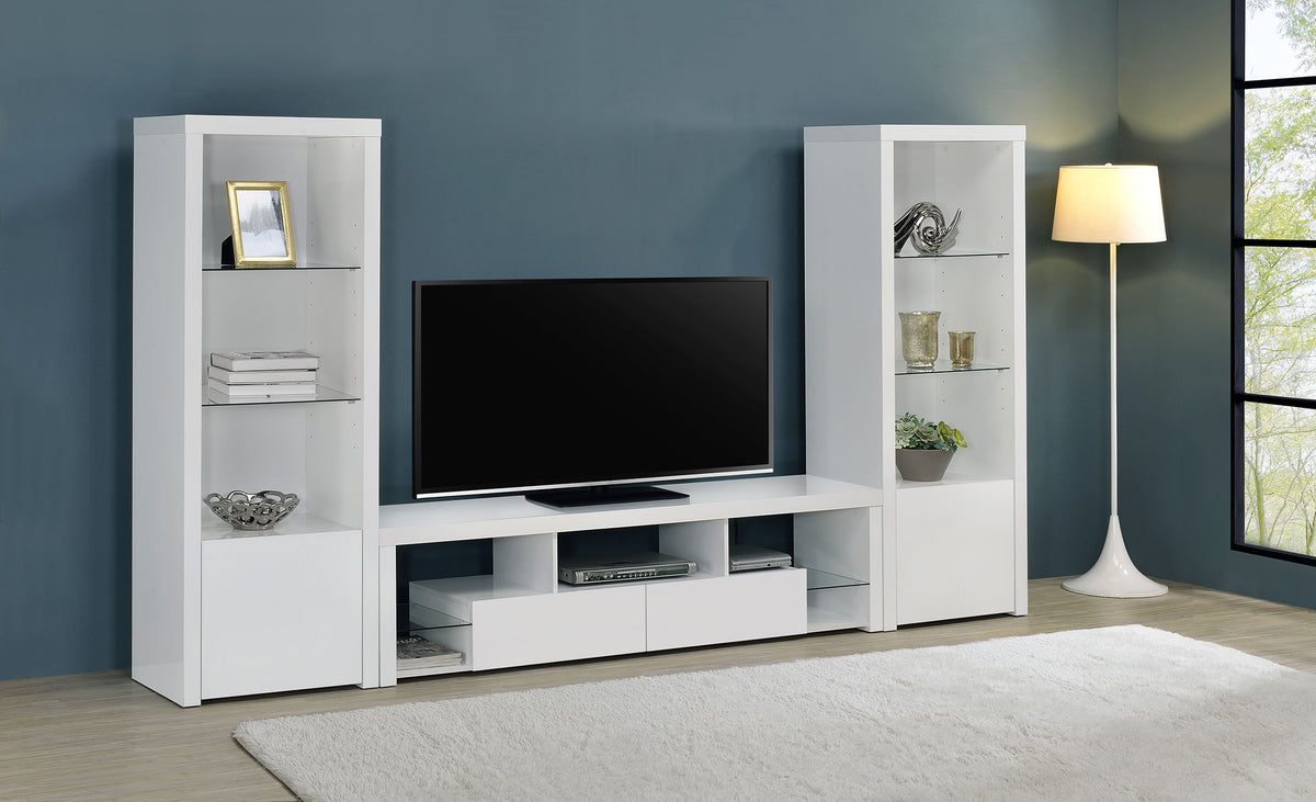 Jude 3-piece Entertainment Center With 71" TV Stand White High Gloss  Las Vegas Furniture Stores