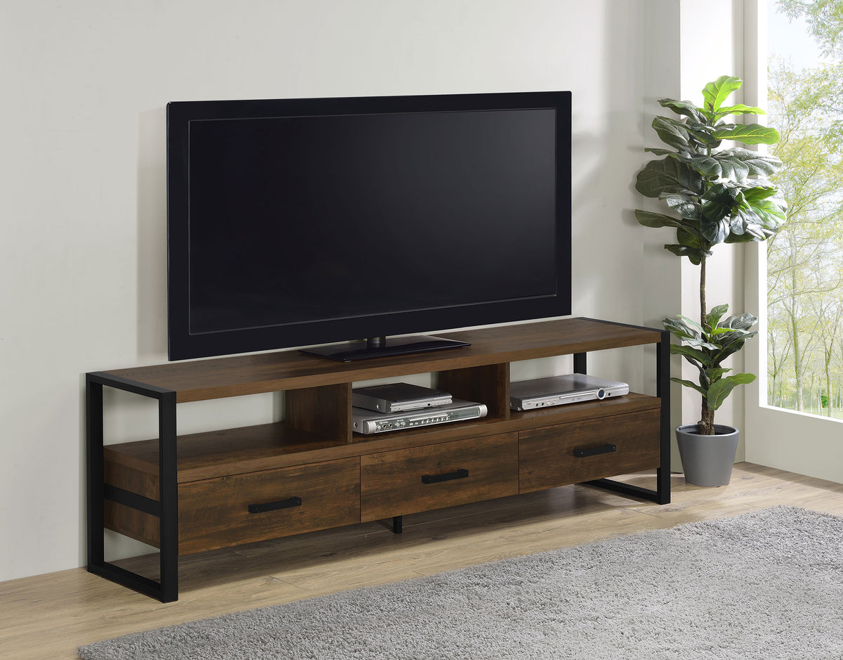 James 3-drawer Composite Wood 71" TV Stand Dark Pine  Las Vegas Furniture Stores