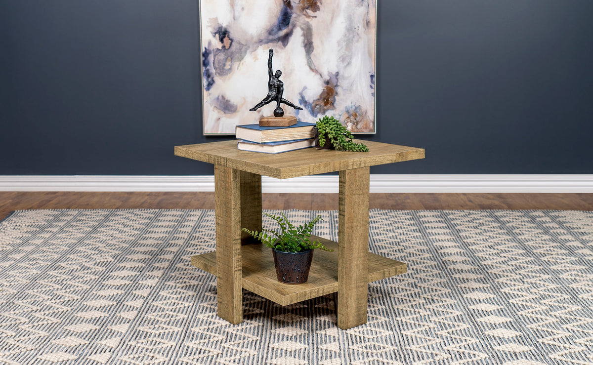 Dawn Square Engineered Wood End Table With Shelf Mango  Las Vegas Furniture Stores