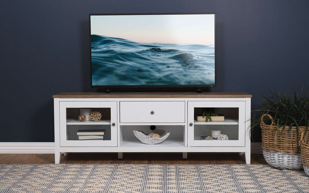 Angela 2-door Wooden 67" TV Stand Brown and White - Half Price Furniture