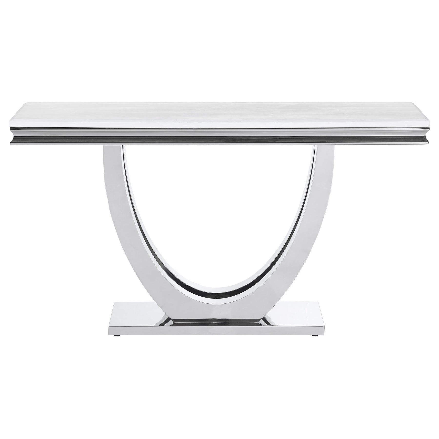 Kerwin U-base Rectangle Sofa Table White and Chrome - Sofa Table - Half Price Furniture
