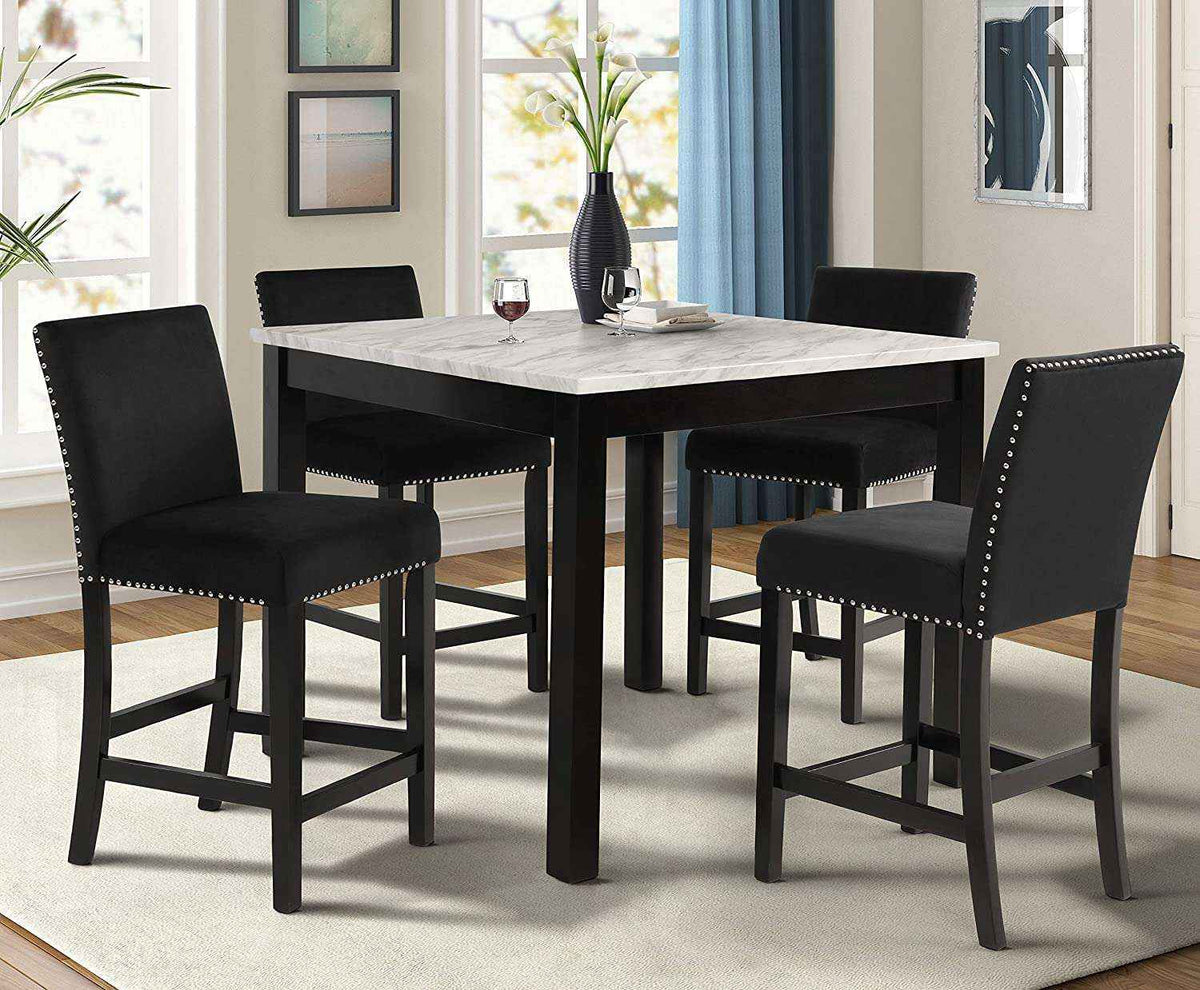 D400-52s-blk 42 Inch Black Counter Table Set with 4 Chairs - New Classic Furniture Celeste