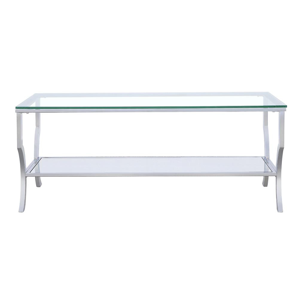 Saide Rectangular Coffee Table with Mirrored Shelf Chrome Half Price Furniture