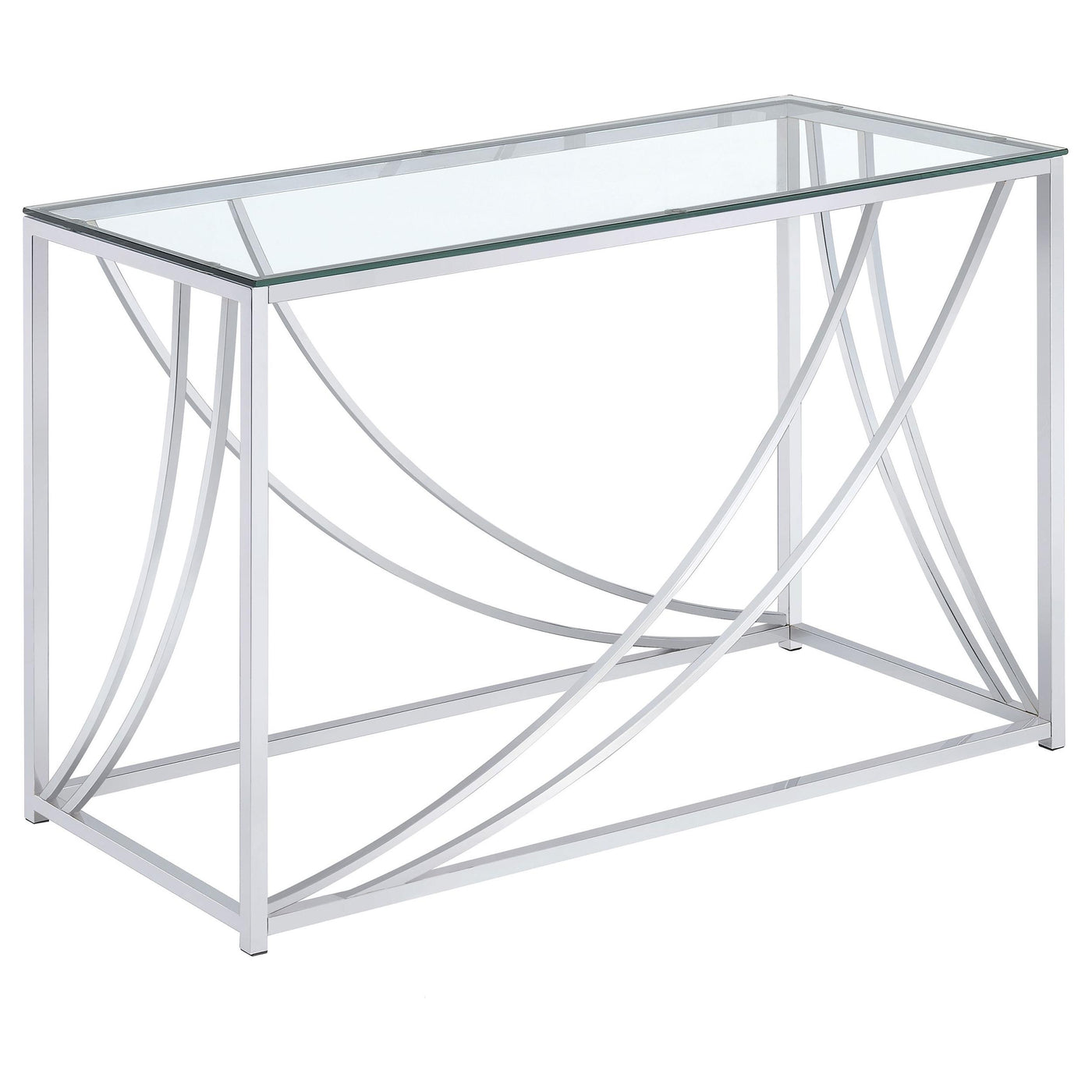 Lille Glass Top Rectangular Sofa Table Accents Chrome Half Price Furniture
