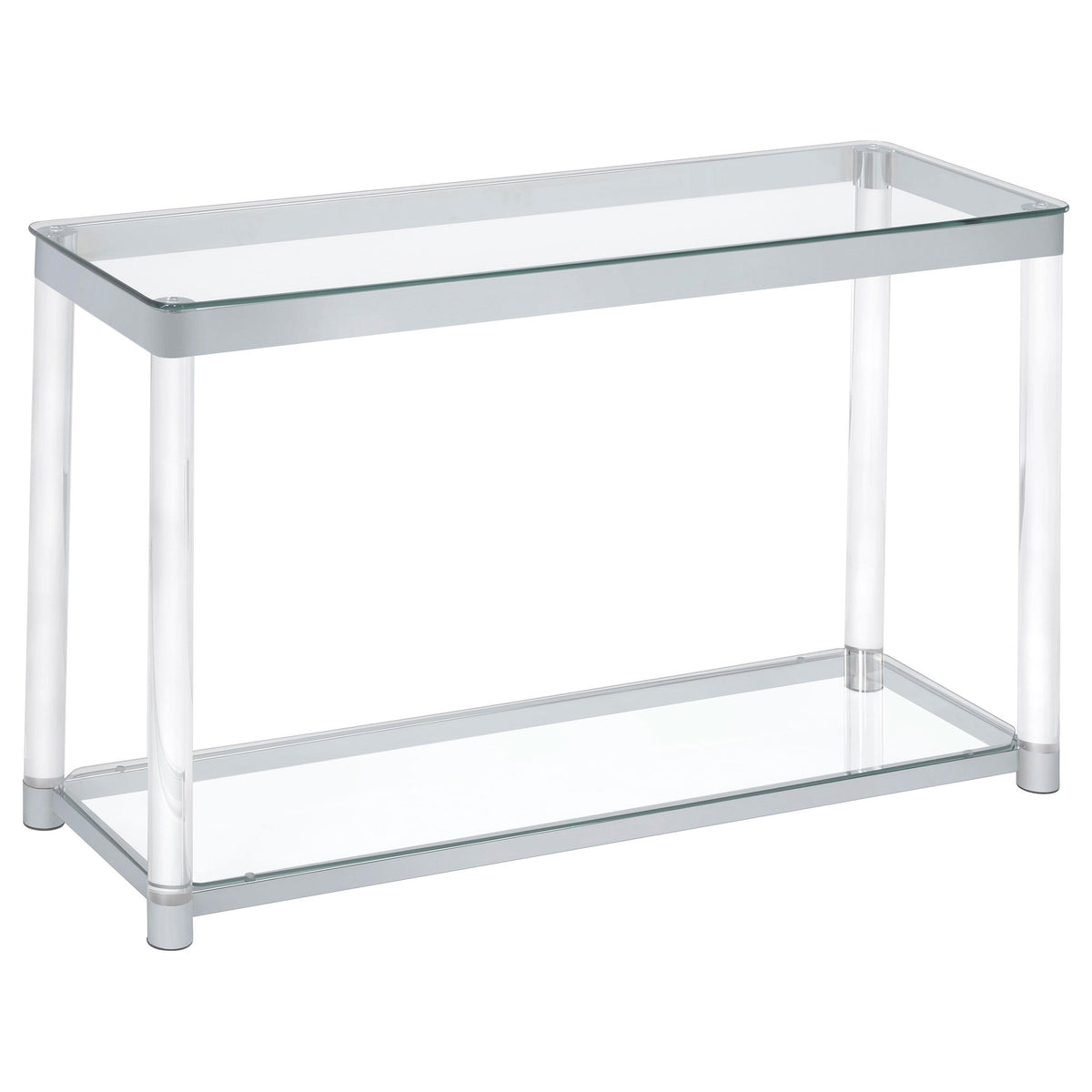 Anne Sofa Table with Lower Shelf Chrome and Clear Anne Sofa Table with Lower Shelf Chrome and Clear Half Price Furniture