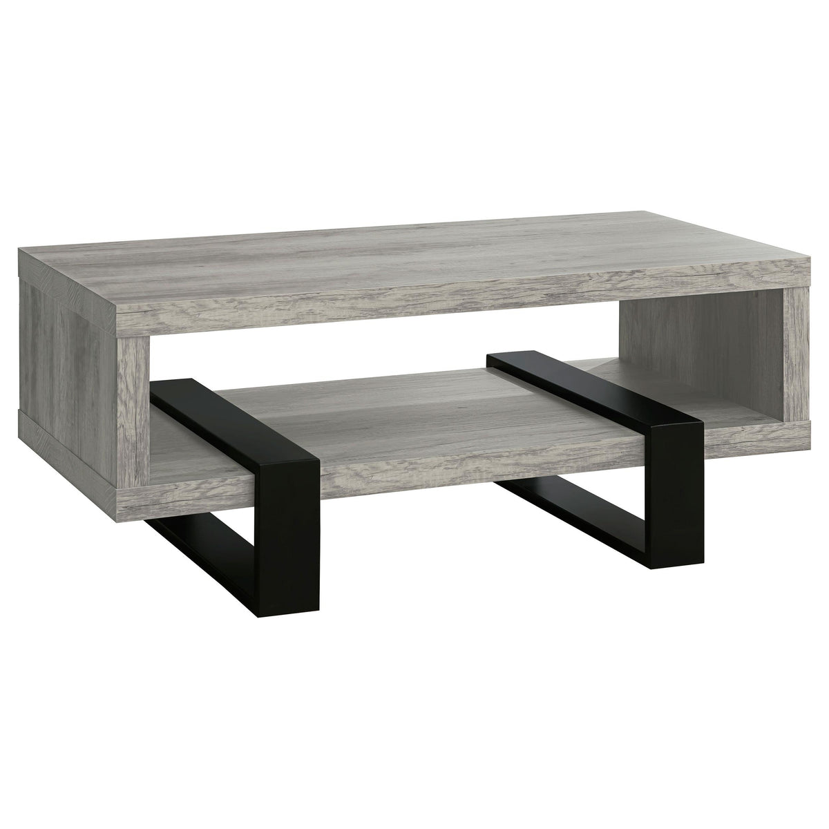 Dinard Coffee Table with Shelf Grey Driftwood  Las Vegas Furniture Stores