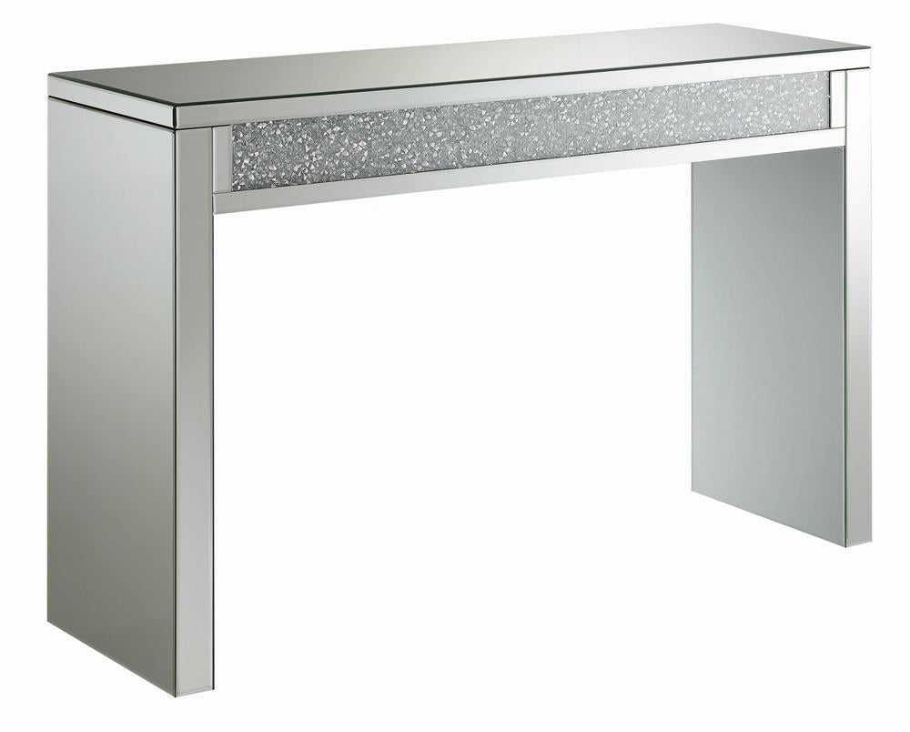 Gillian Rectangular Sofa Table Silver and Clear Mirror  Las Vegas Furniture Stores