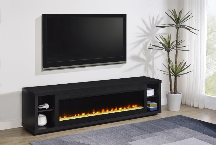 Deiter fireplace TV stand black
