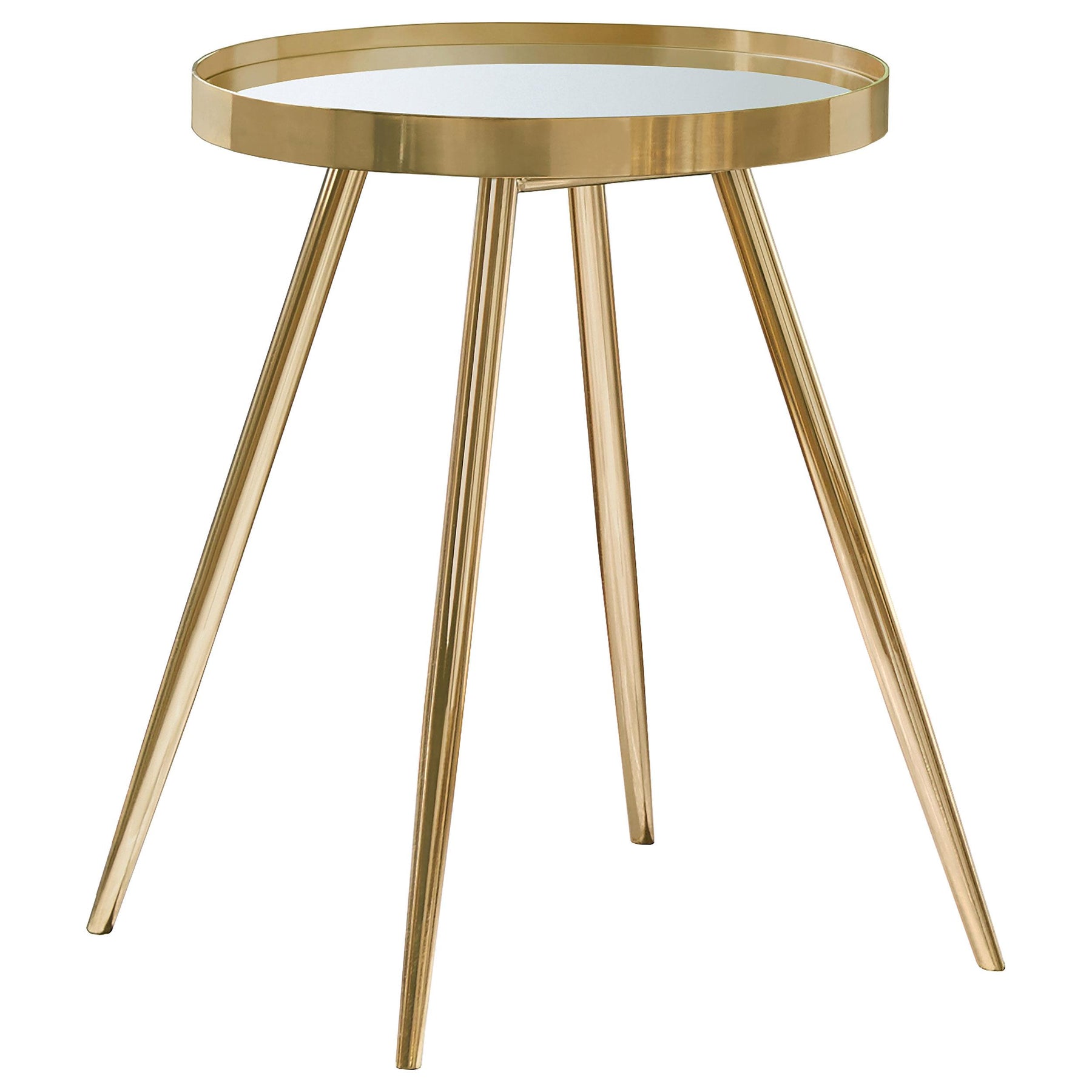 Kaelyn Round Mirror Top End Table Gold Kaelyn Round Mirror Top End Table Gold Half Price Furniture