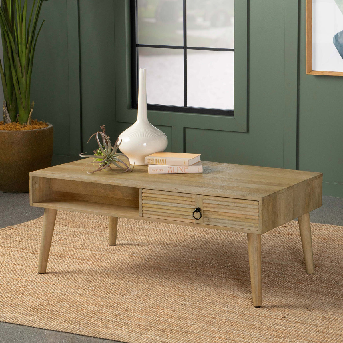 Zabel Rectangular 1-drawer Coffee Table Natural  Las Vegas Furniture Stores