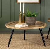 Zoe Round Coffee Table with Trio Legs Natural and Black Zoe Round Coffee Table with Trio Legs Natural and Black Half Price Furniture
