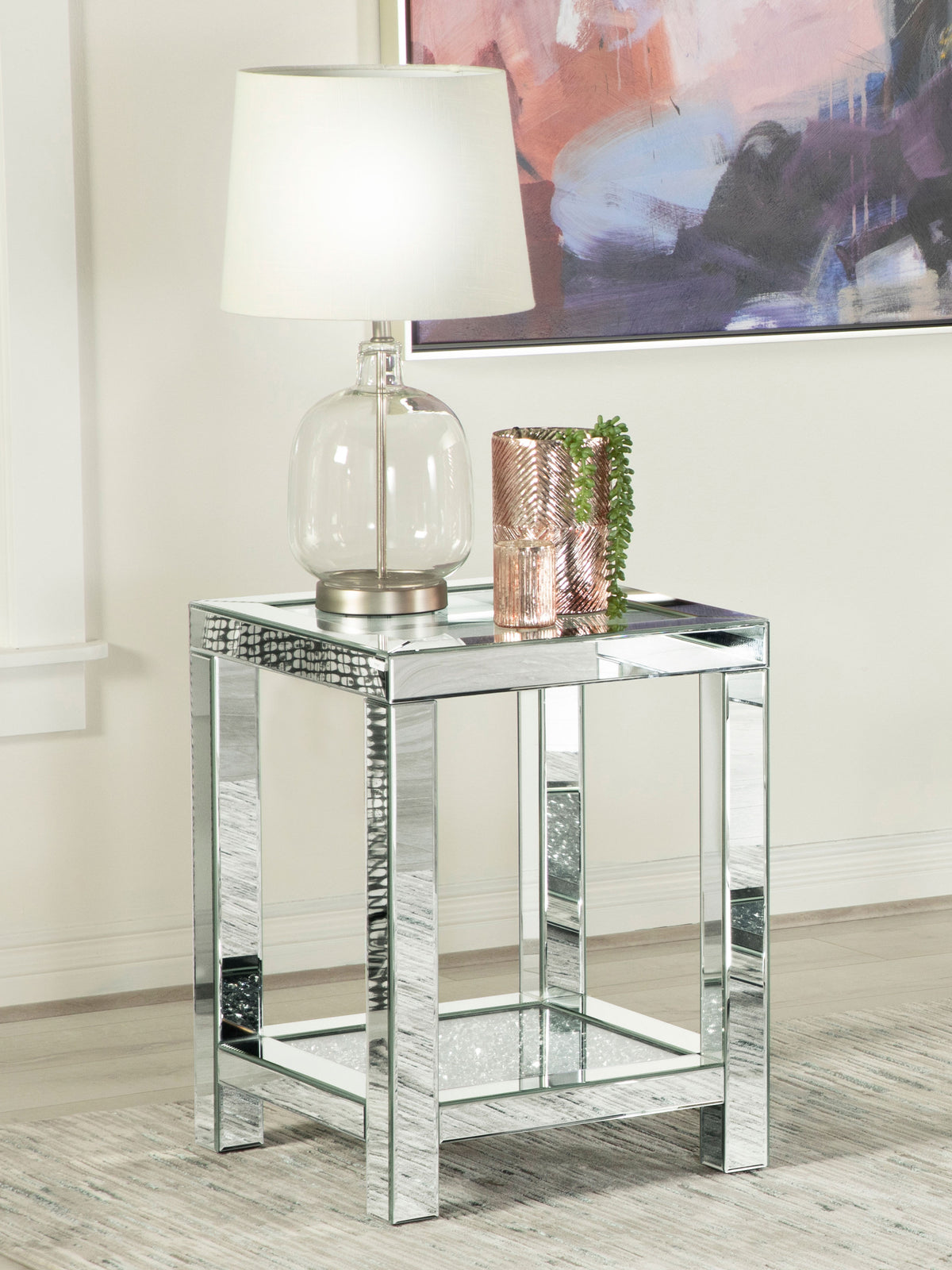 Valentina Square End Table with Glass Top Mirror Valentina Square End Table with Glass Top Mirror Half Price Furniture