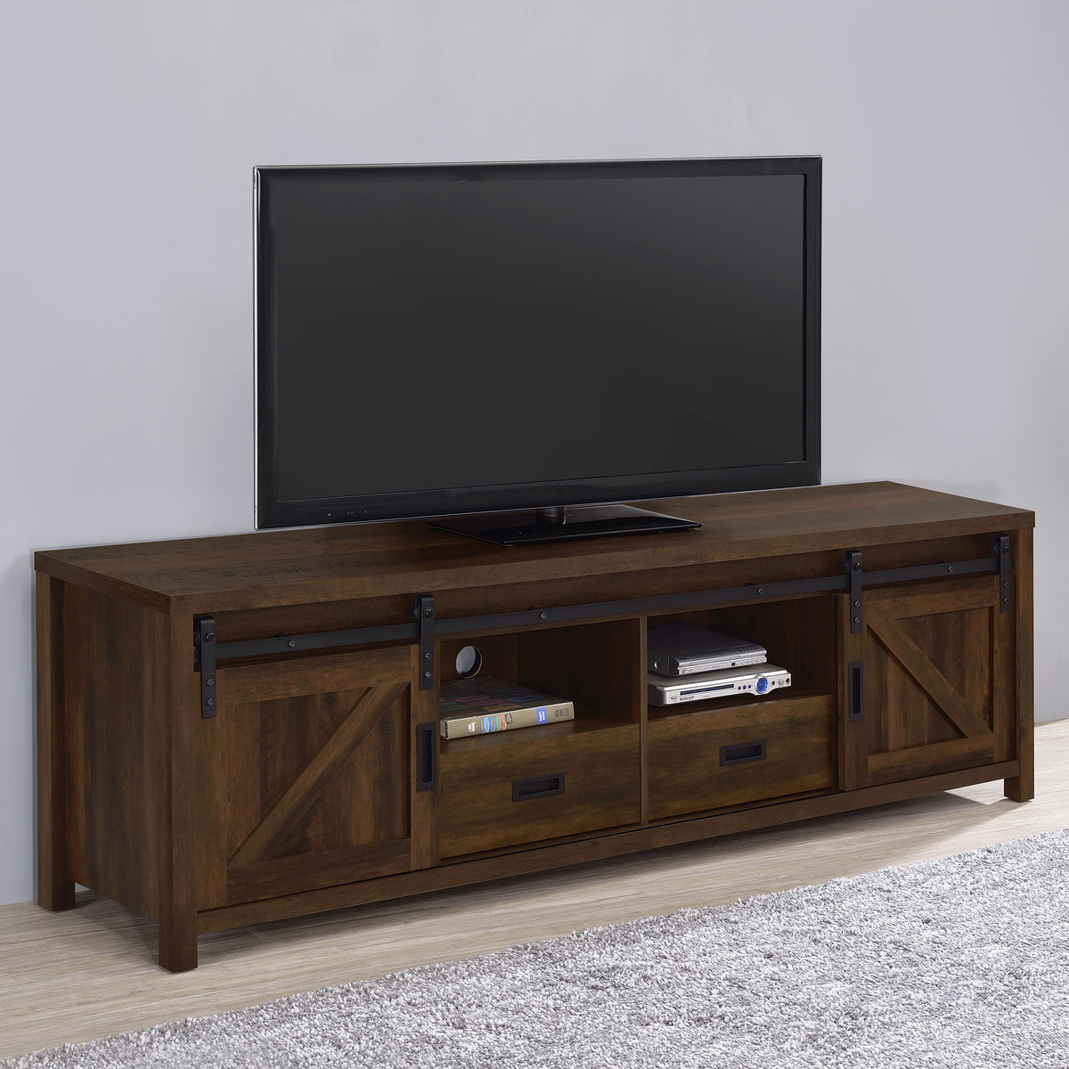 Madra Rectangular TV Console with 2 Sliding Doors - TV Stand - Half Price Furniture