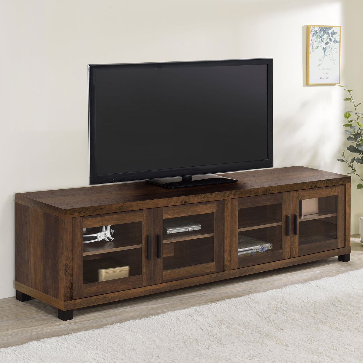 Sachin Rectangular TV Console with Glass Doors - TV Stand - Half Price Furniture