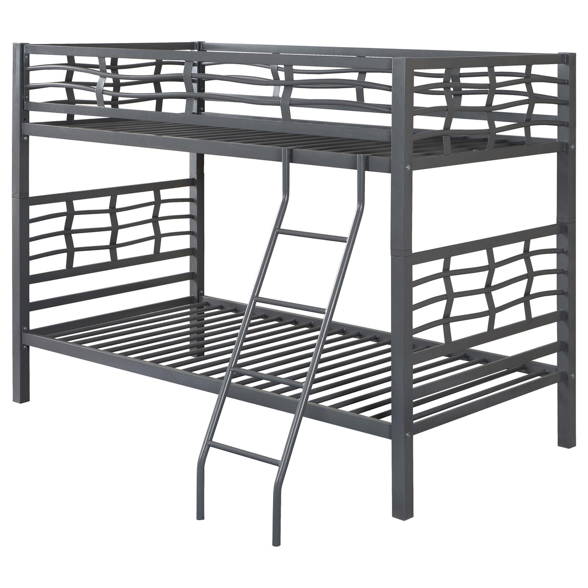 Fairfax Twin Over Twin Bunk Bed with Ladder Light Gunmetal Half Price Furniture