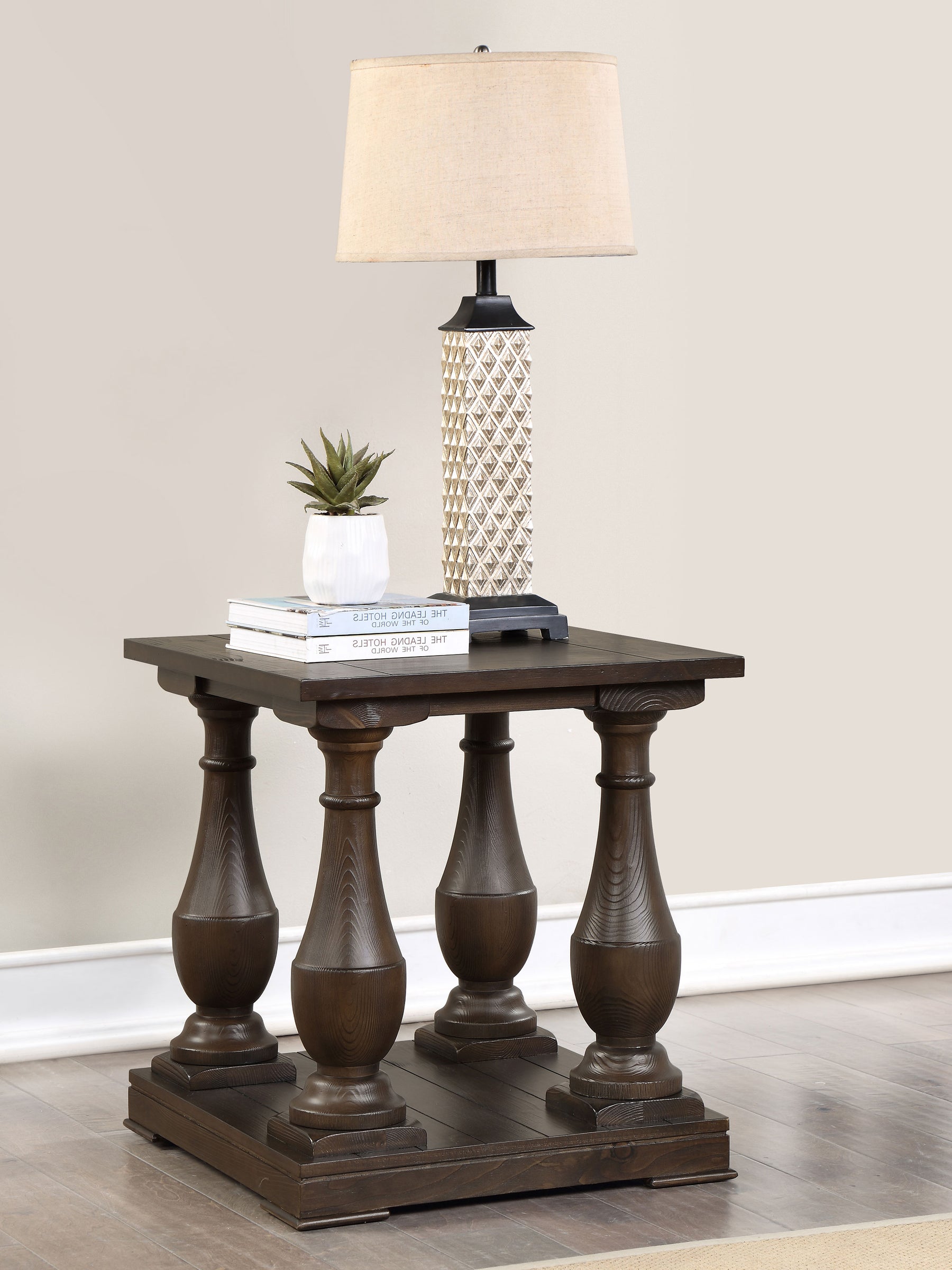 Walden Rectangular End Table with Turned Legs and Floor Shelf Coffee Half Price Furniture