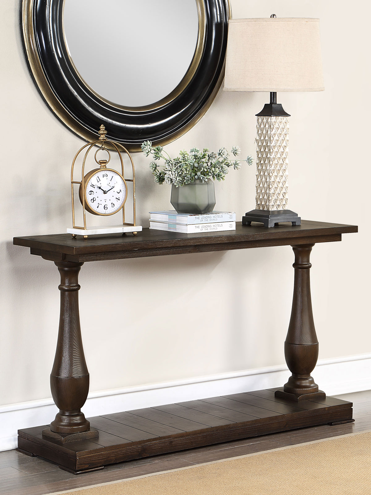 Walden Rectangular Sofa Table with Turned Legs and Floor Shelf Coffee  Las Vegas Furniture Stores